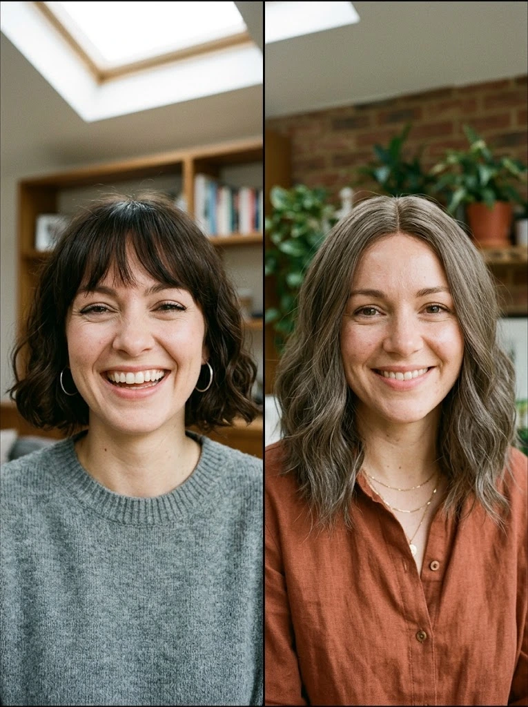 Visual comparison of a 10-inch straight blunt bob, 12-inch soft-wave bob, and 14-inch layered lob showing differences in length, volume, and silhouette